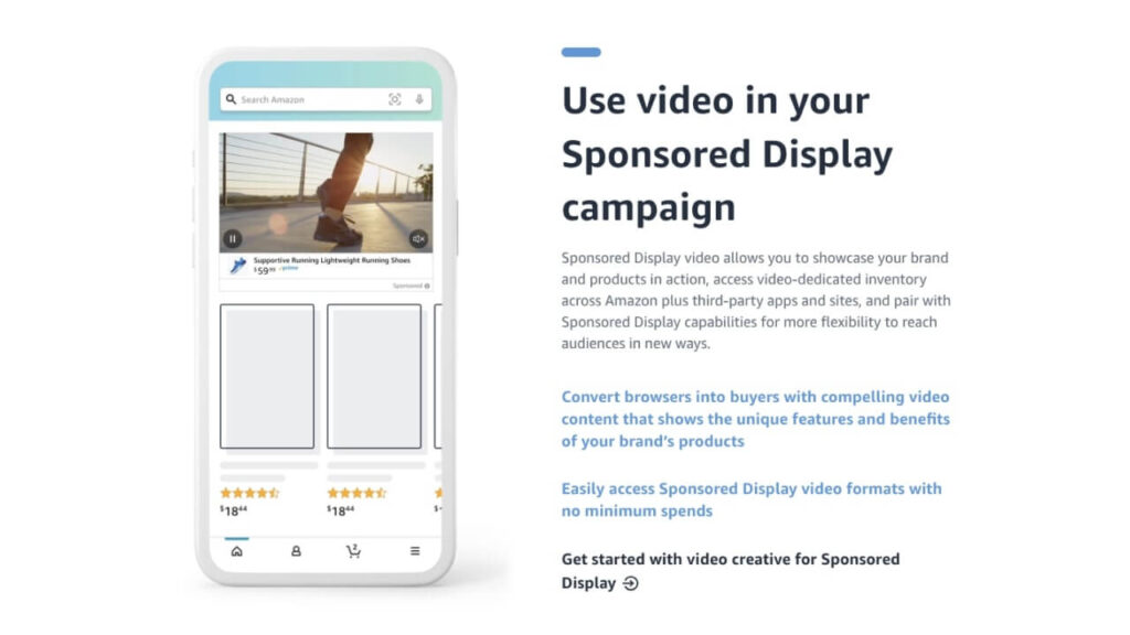 Example of how video ads look on Amazon.