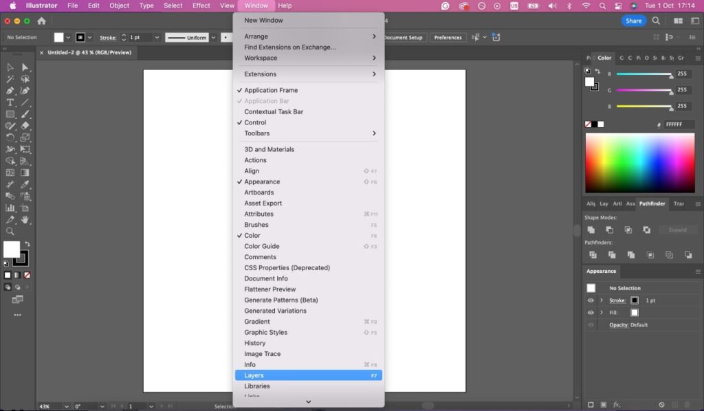Adobe Illustrator layers panel selection Adobe Illustrator layers panel selection.