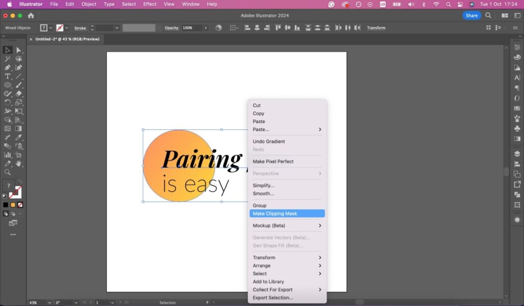 Creating a clipping mask in Adobe Illustrator Creating a clipping mask in Adobe Illustrator.