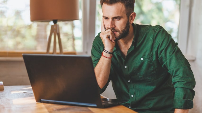 What are the requirements for print on demand A man looking at a laptop screen and thinking.