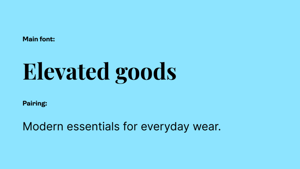 A Playfair Display and Inter font pairing: an example of the best fonts for t-shirts.