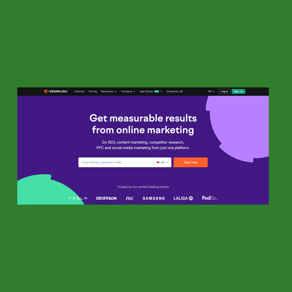 Screenshot of the Semrush homepage.