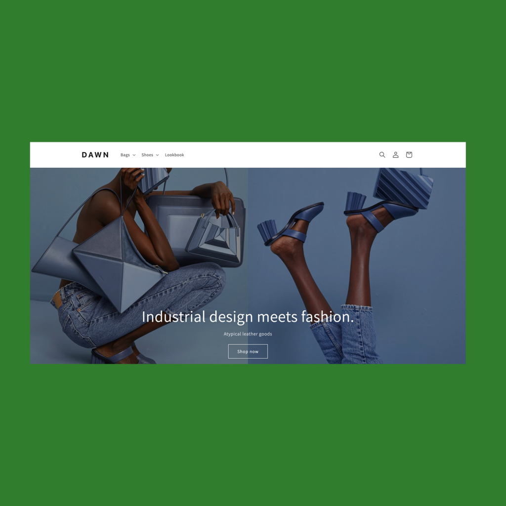 A screenshot mockup of Shopify’s Dawn theme hero section.
